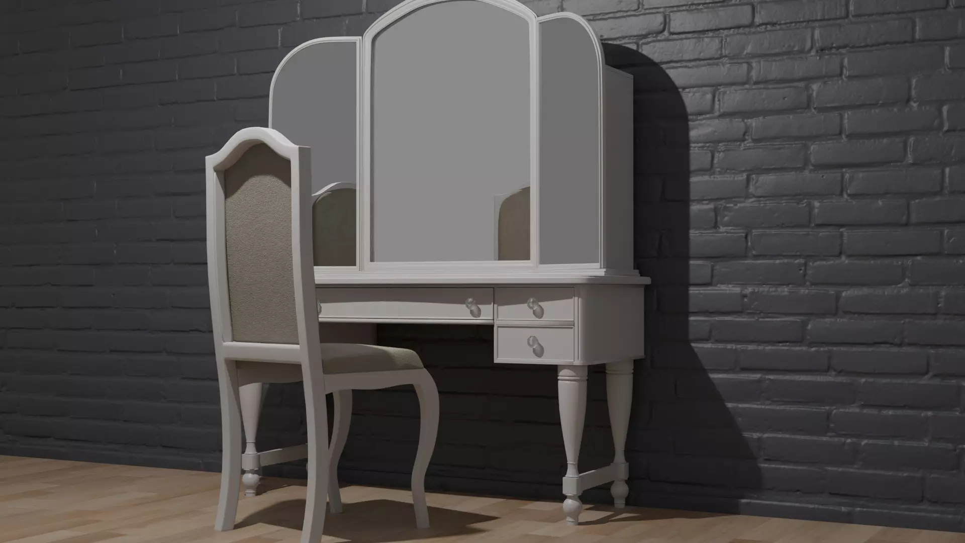 Antique white dresser 3D model