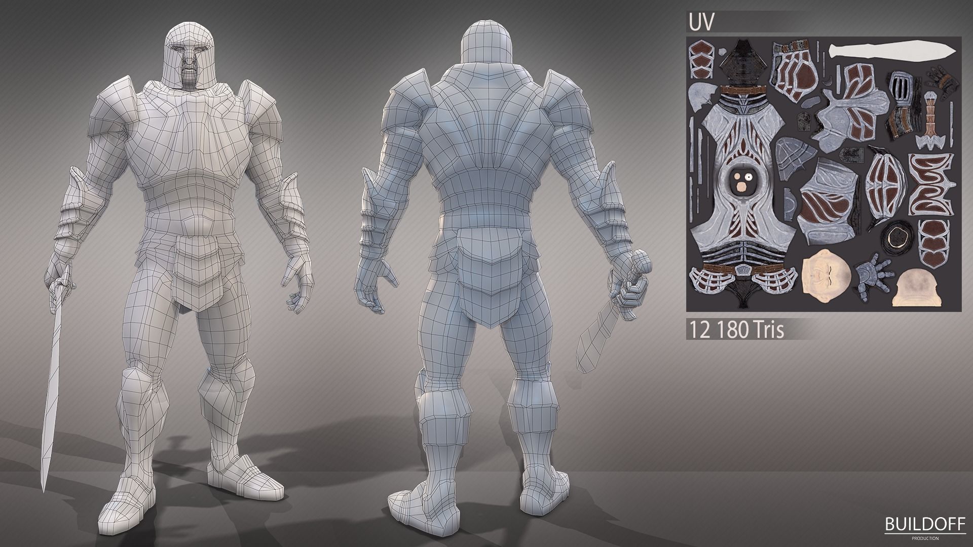 Medieval warrior Low-poly 3D model_6
