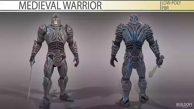 Medieval warrior Low-poly 3D model
