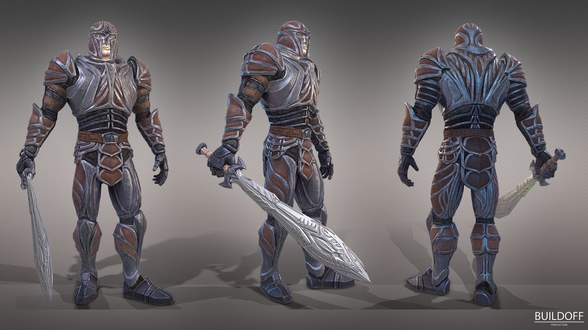 Medieval warrior Low-poly 3D model_2