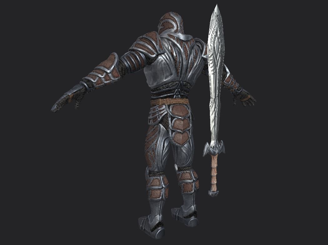 Medieval warrior Low-poly 3D model_8