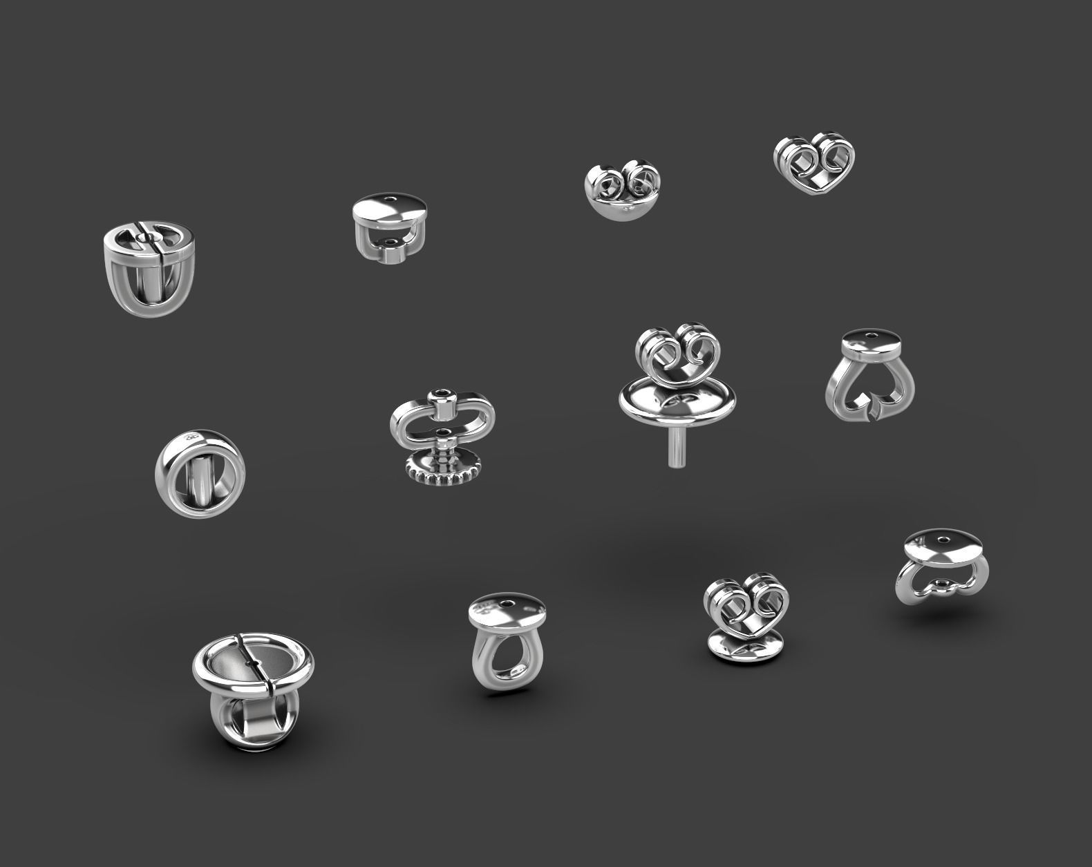 Set of earring back 3D print model_1