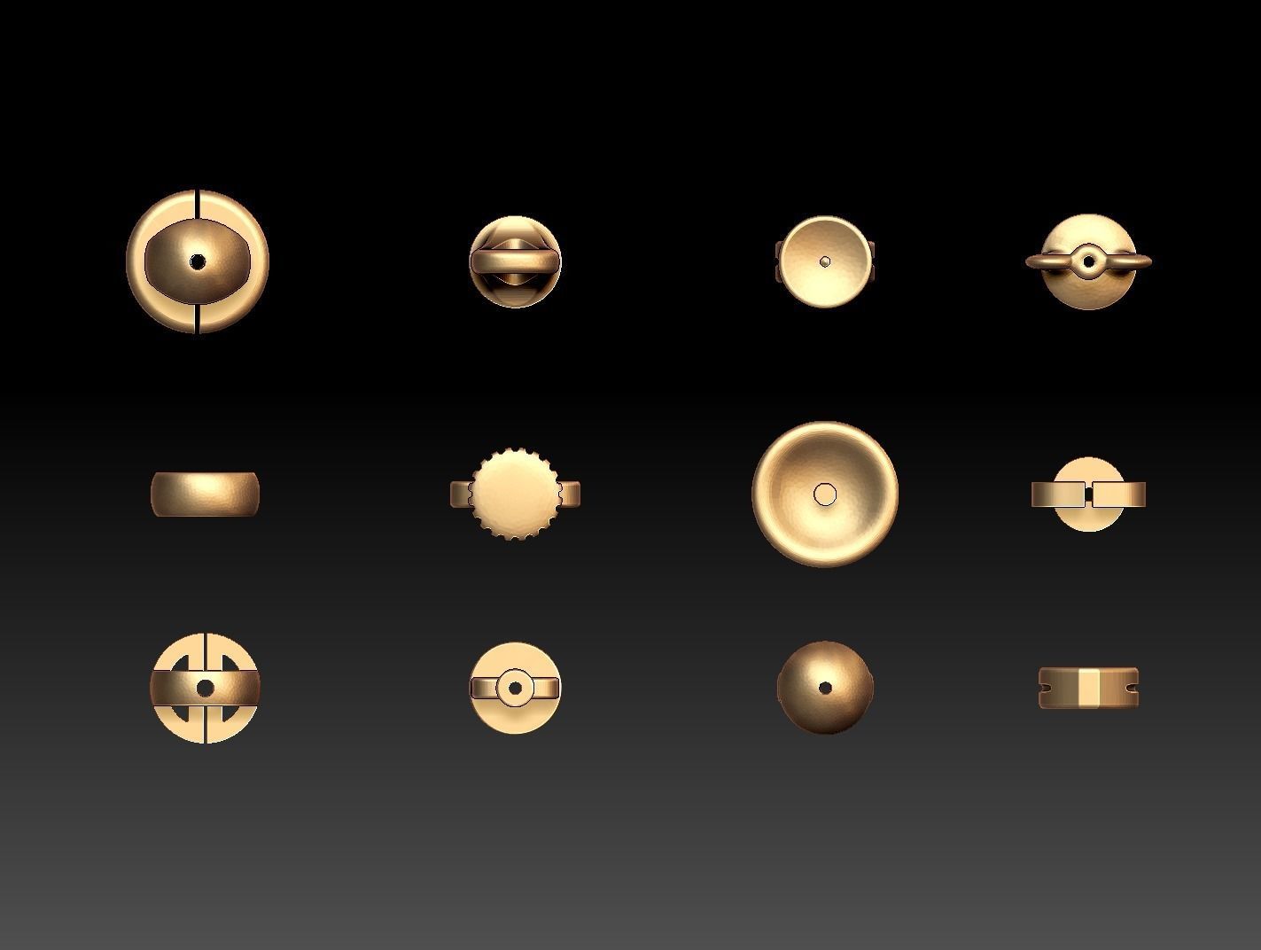 Set of earring back 3D print model_7