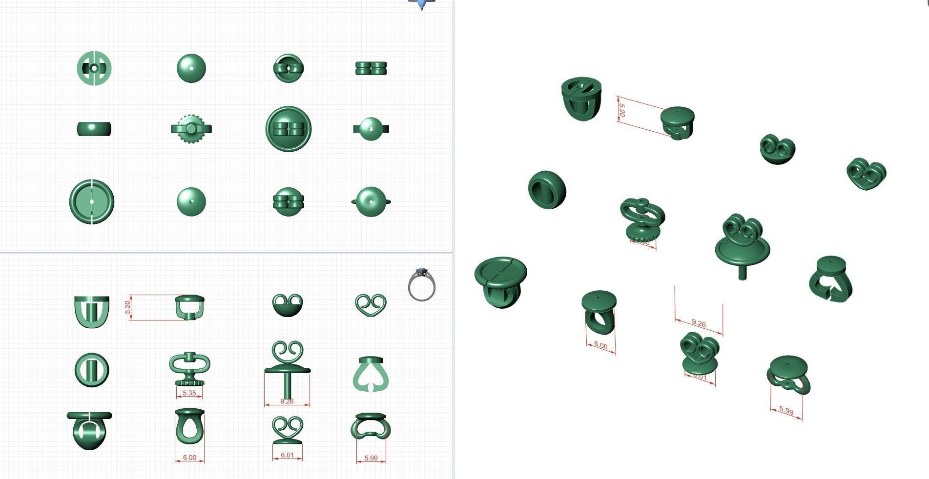 Set of earring back 3D print model_2