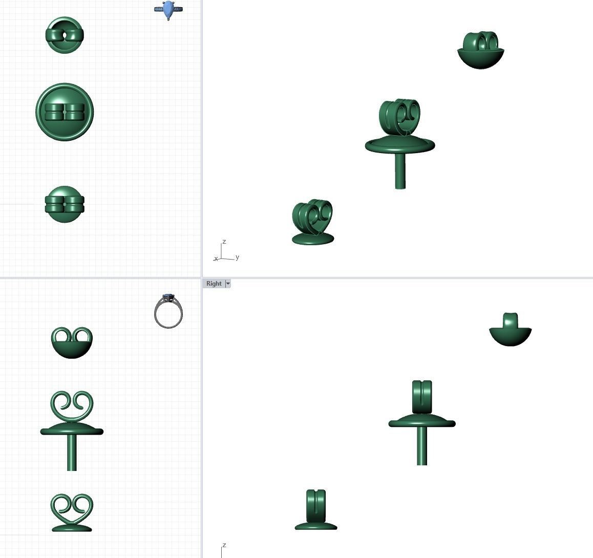 Set of earring back 3D print model_6