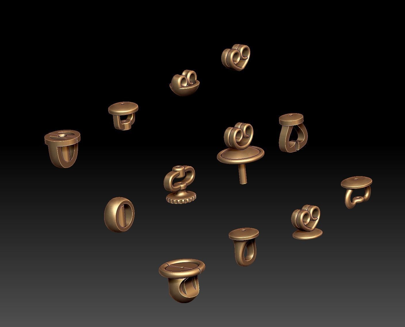 Set of earring back 3D print model_9