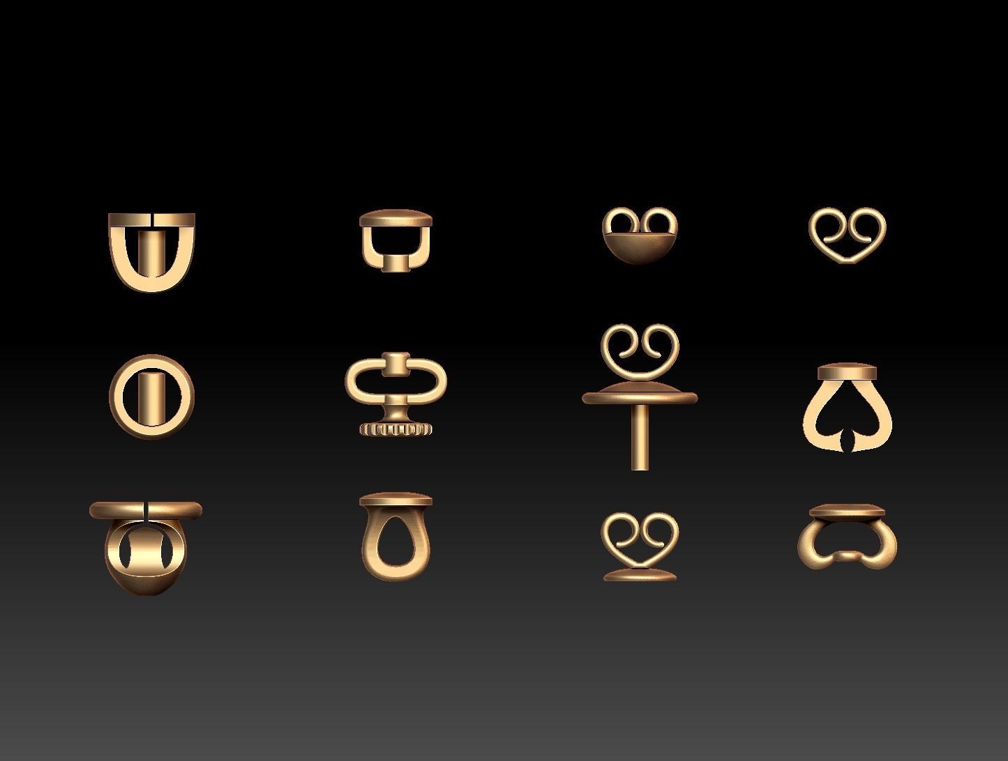 Set of earring back 3D print model_10