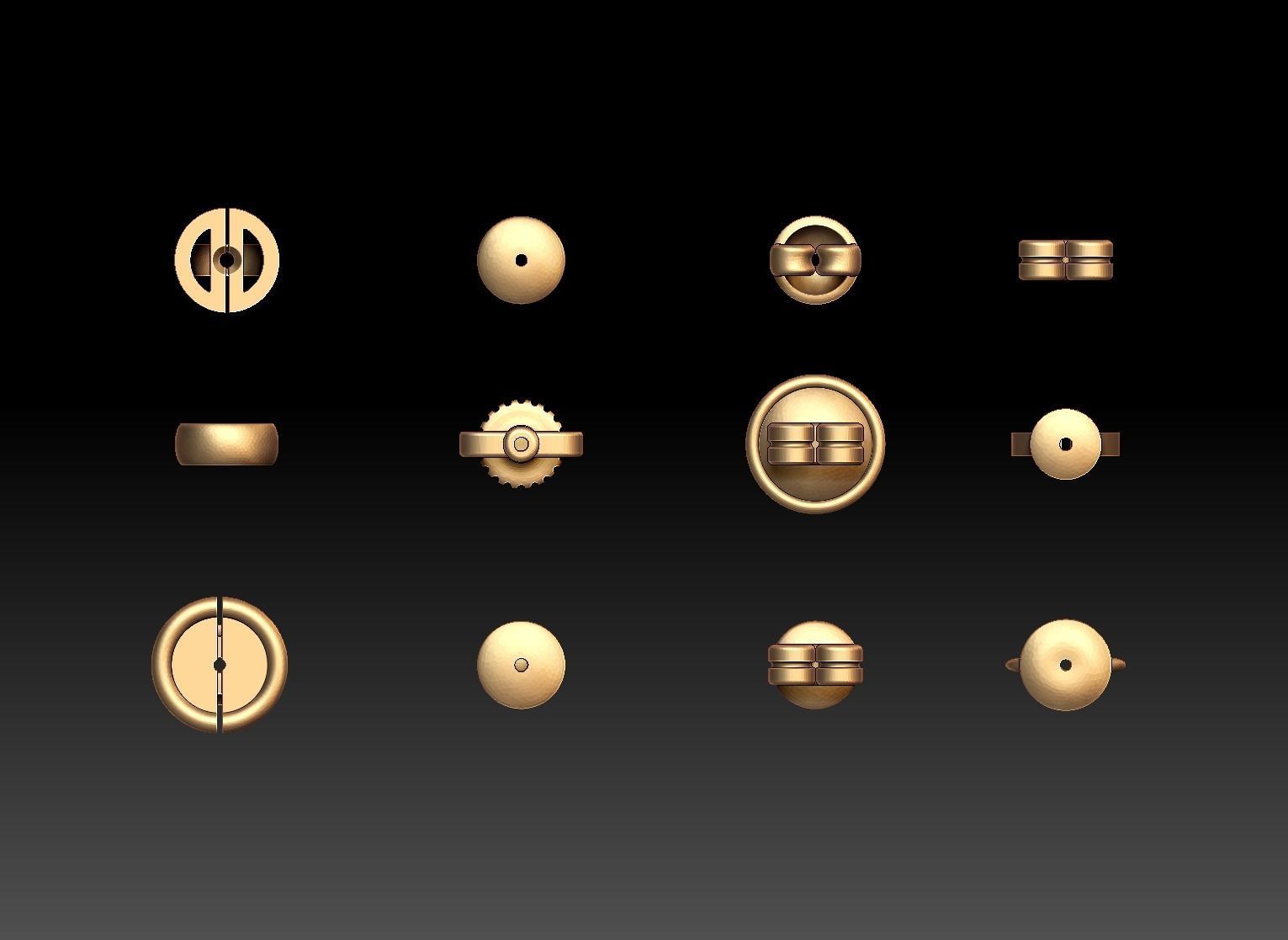 Set of earring back 3D print model_8