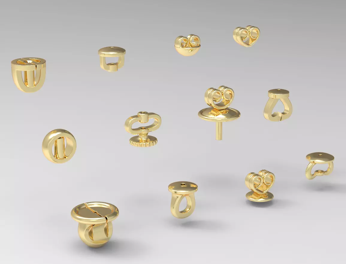 Set of earring back 3D print model_0