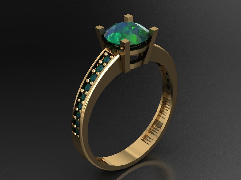 T003- Diamond solitarie ring 3D print model_1