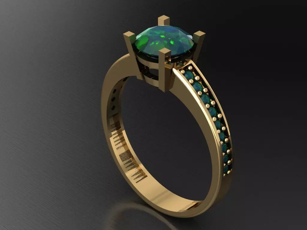 T003- Diamond solitarie ring 3D print model_0