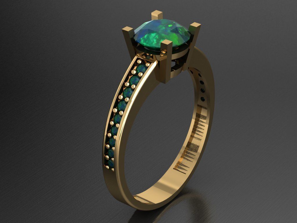 T003- Diamond solitarie ring 3D print model_4