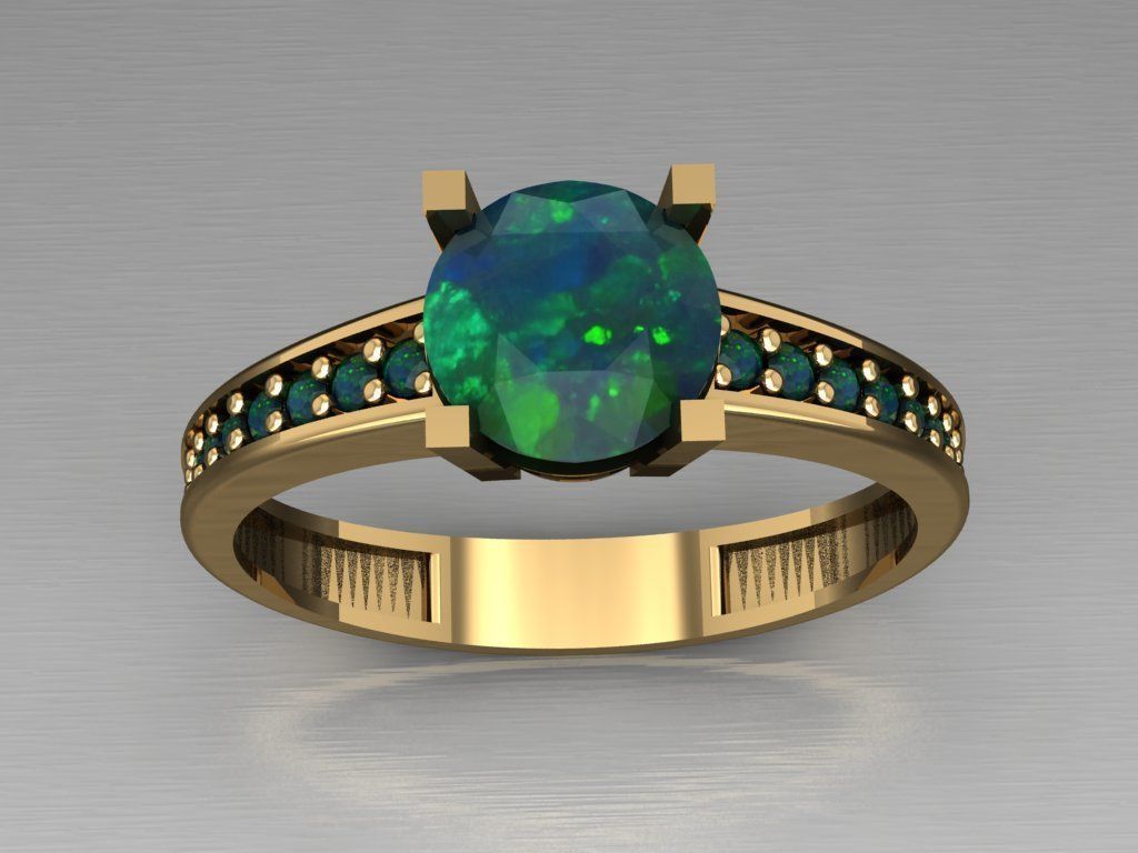 T003- Diamond solitarie ring 3D print model_2