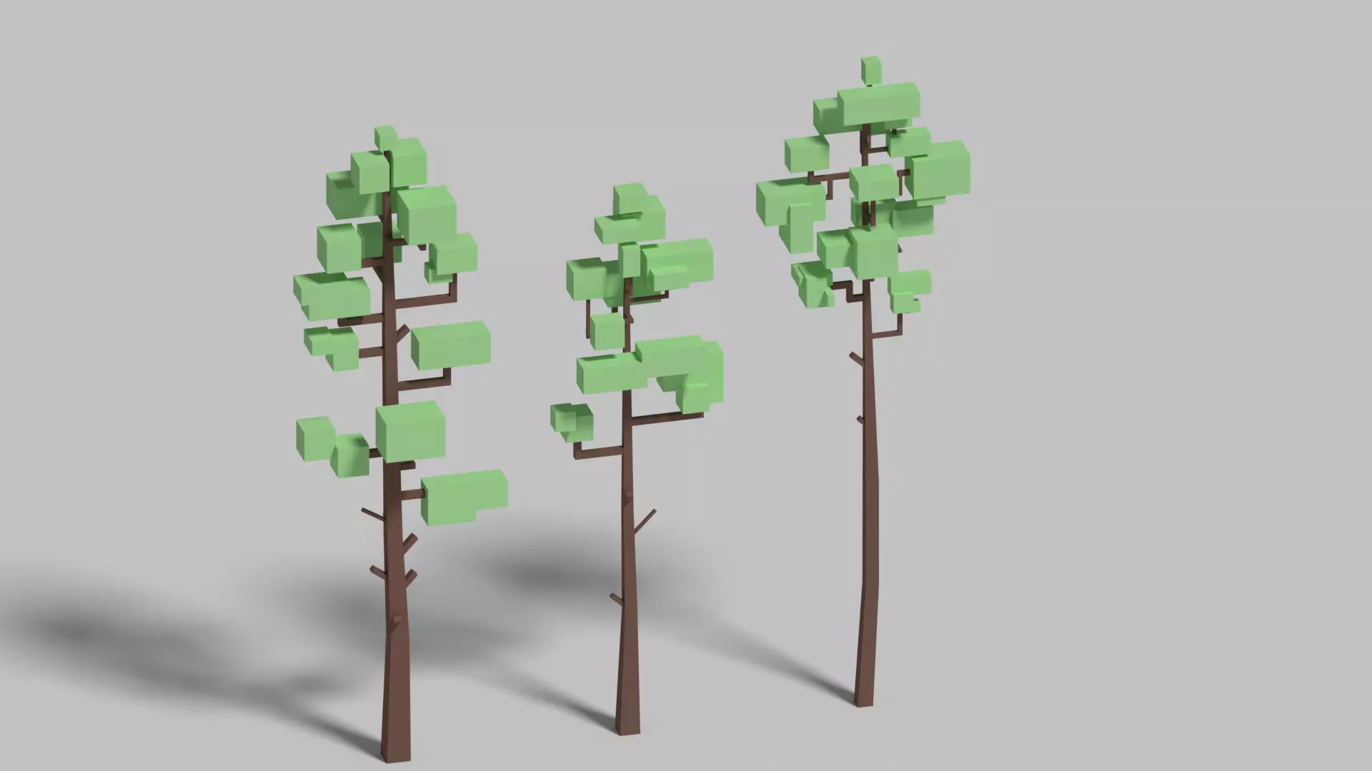 Tree voxel Trees Low-poly 3D model_0