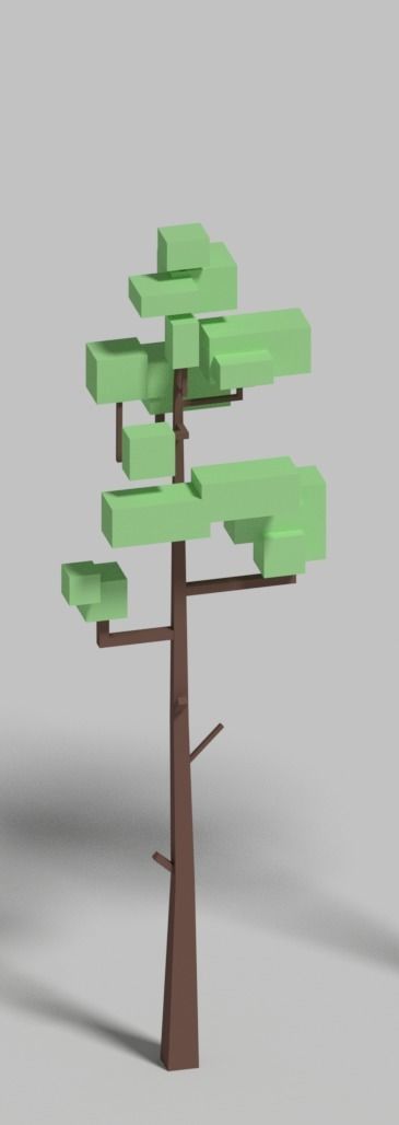 Tree voxel Trees Low-poly 3D model_3