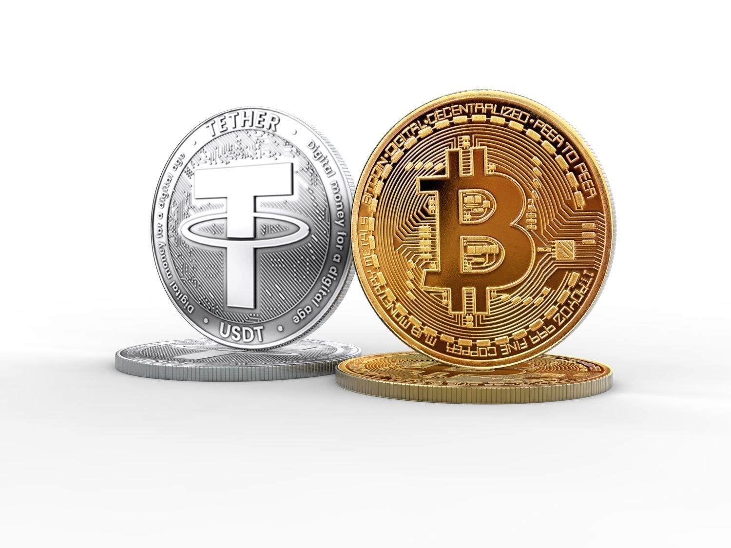 Bitcoin and Tether 3D model_6
