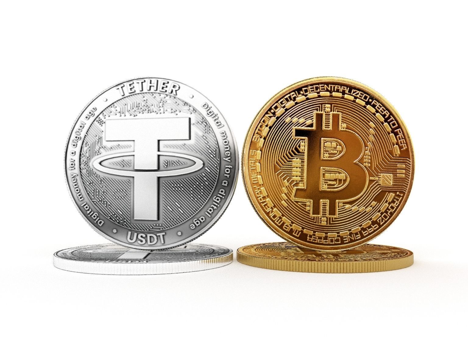 Bitcoin and Tether 3D model_1
