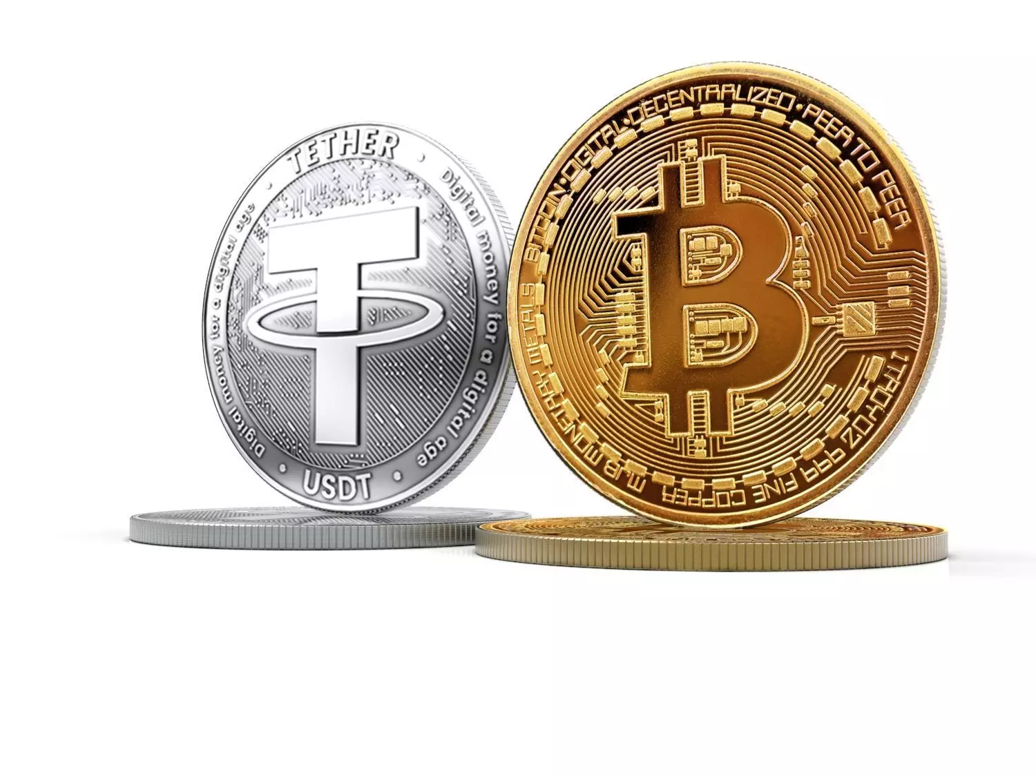 Bitcoin and Tether 3D model_0