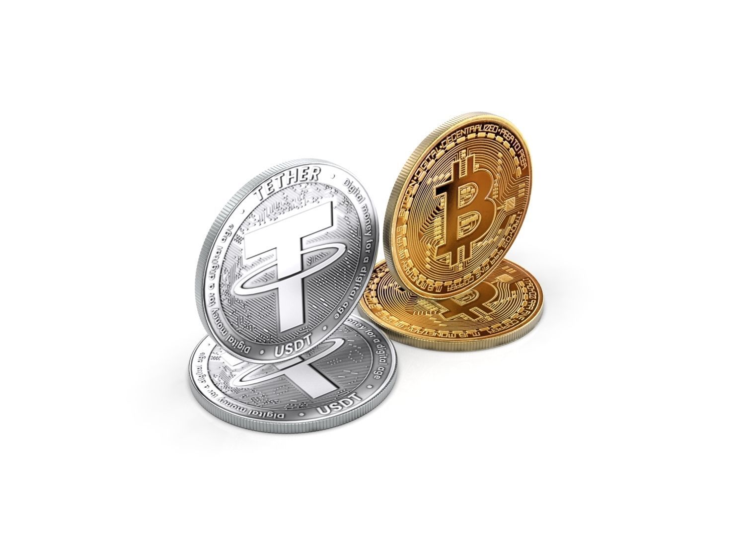 Bitcoin and Tether 3D model_7