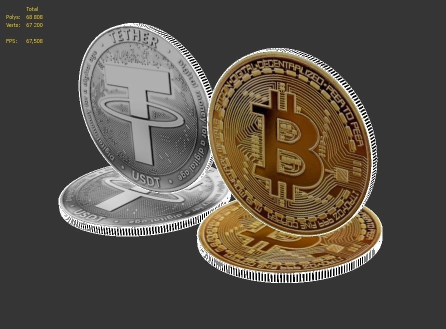 Bitcoin and Tether 3D model_13