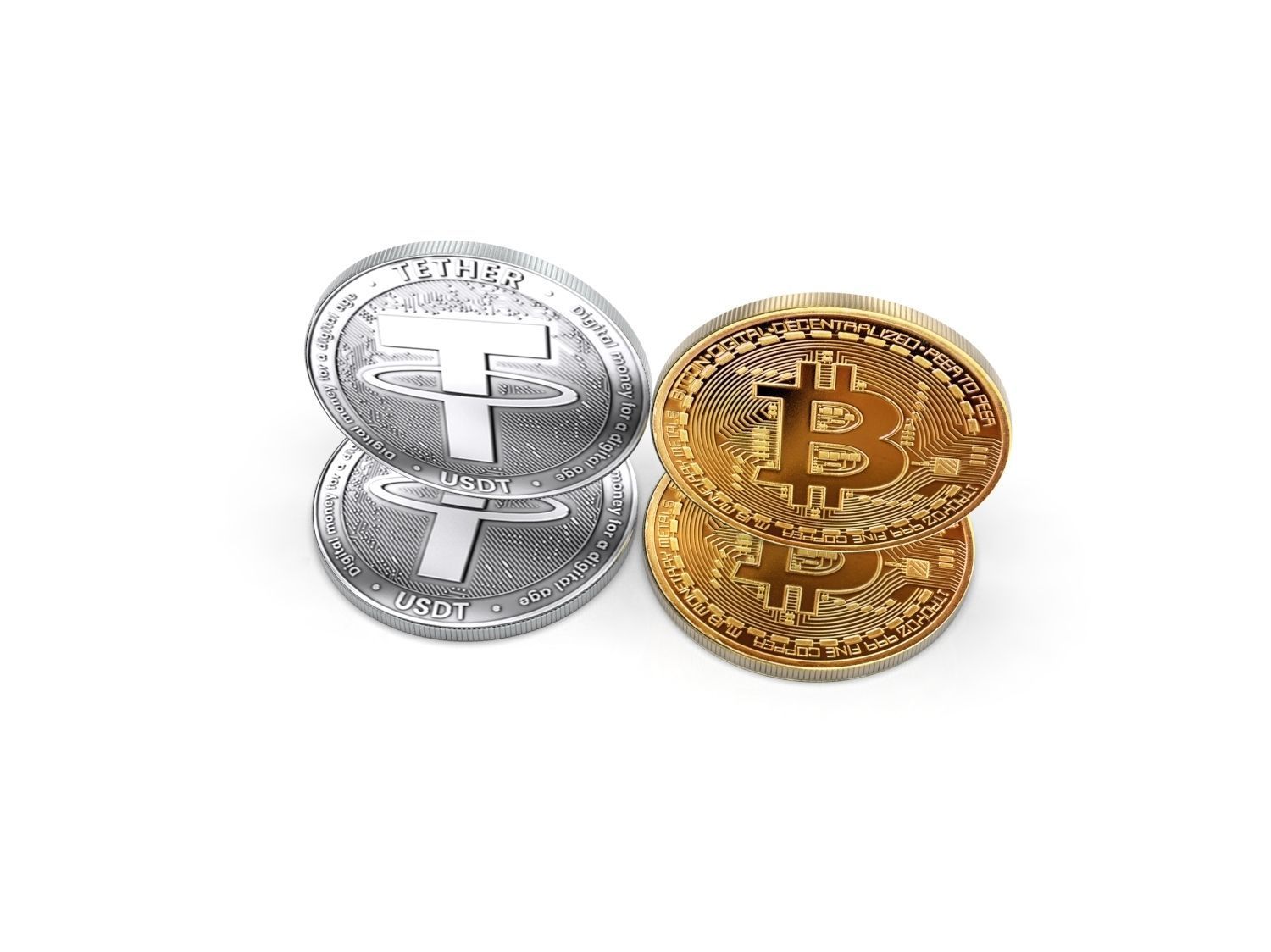 Bitcoin and Tether 3D model_10