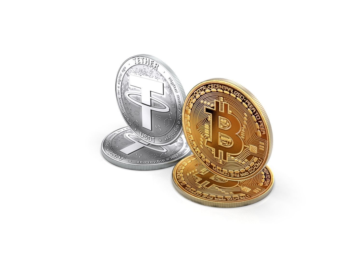 Bitcoin and Tether 3D model_9