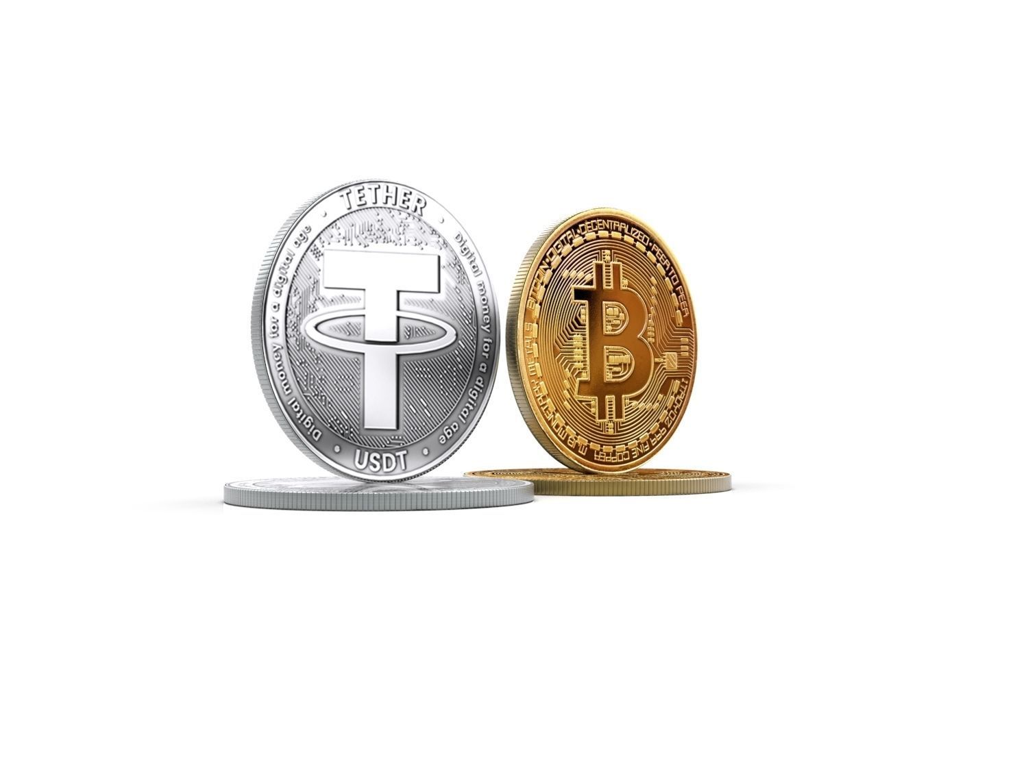Bitcoin and Tether 3D model_3