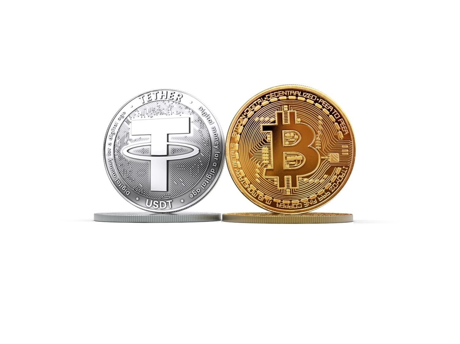 Bitcoin and Tether 3D model_4