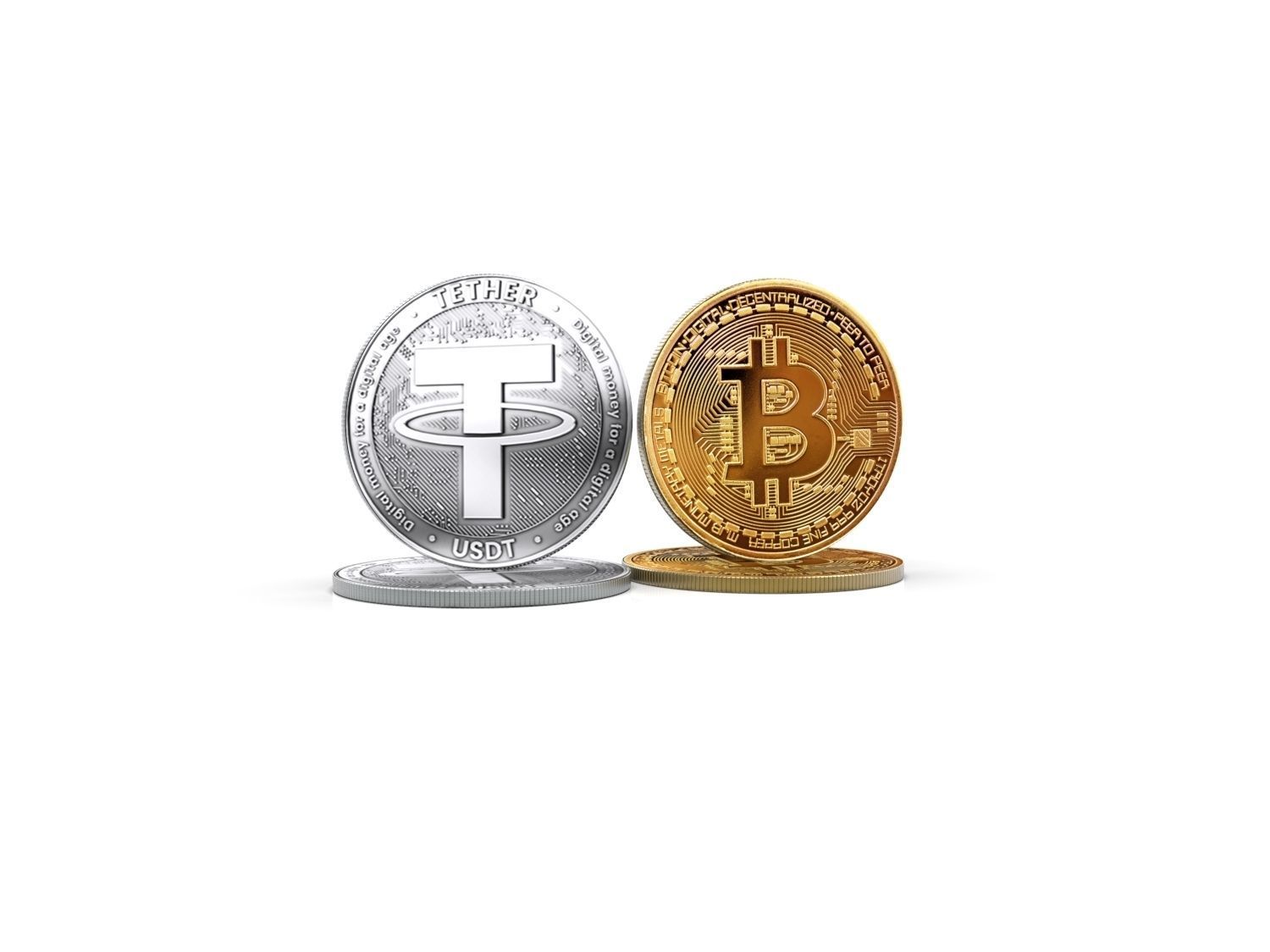 Bitcoin and Tether 3D model_11