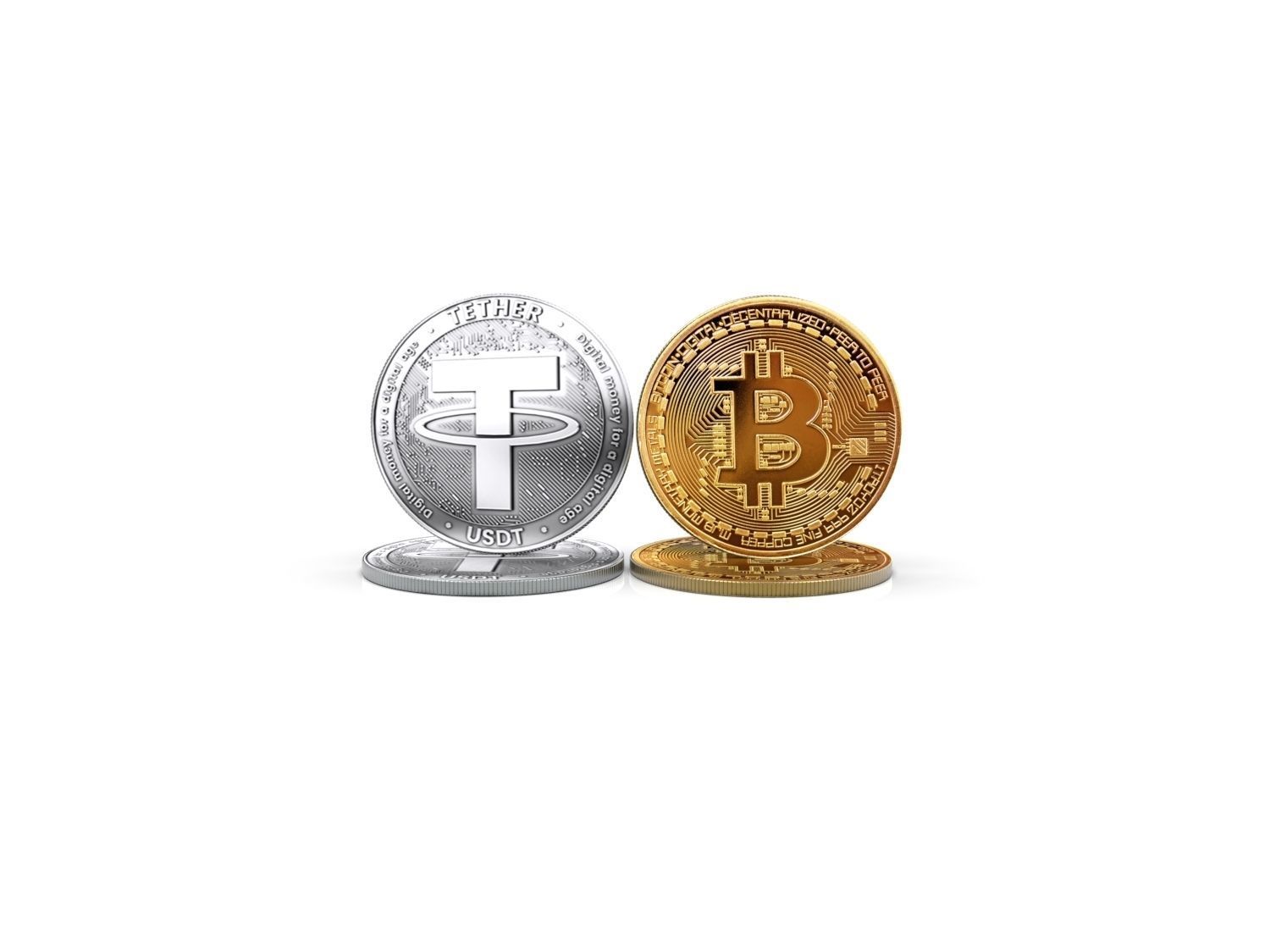 Bitcoin and Tether 3D model_8