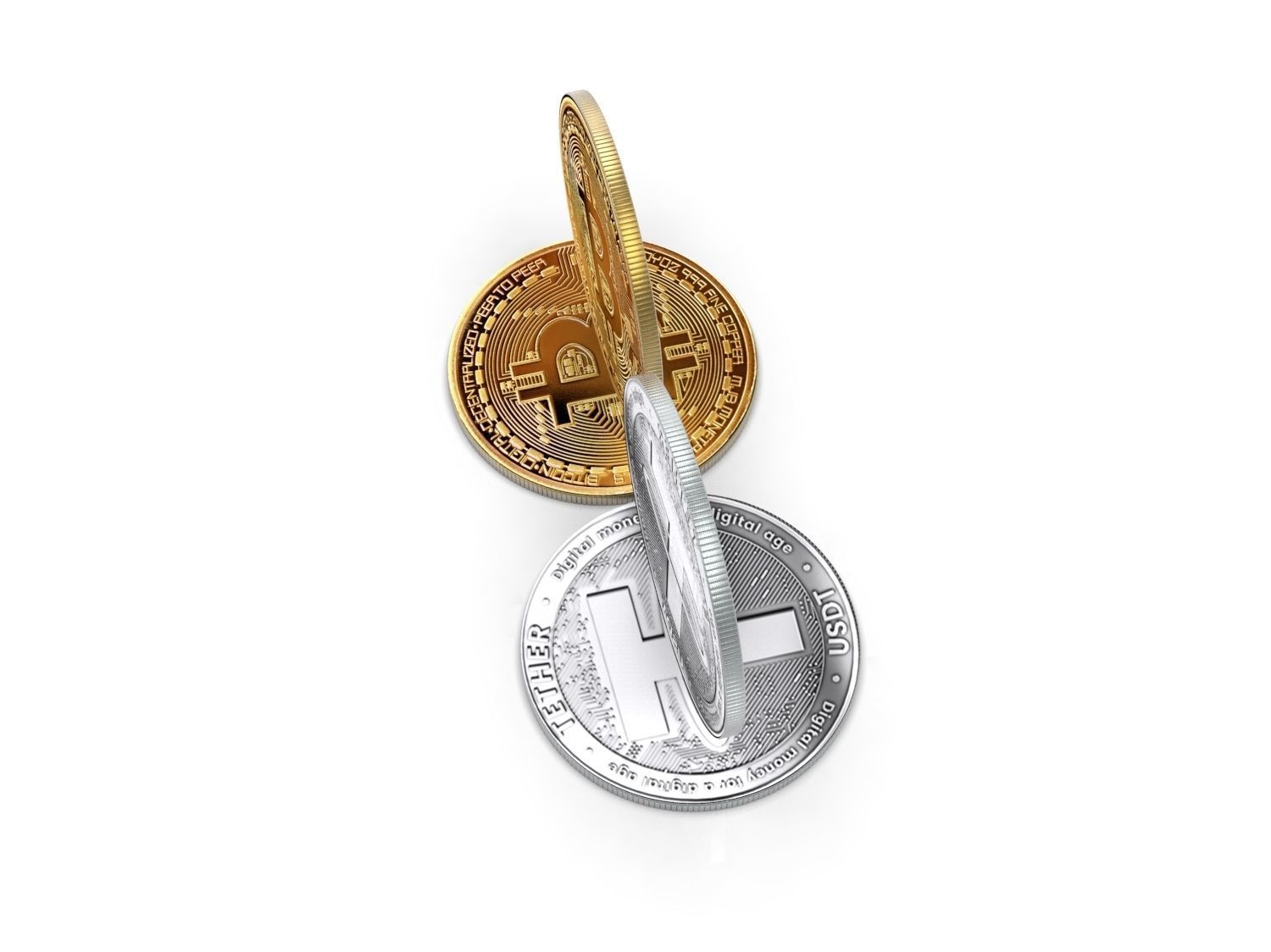 Bitcoin and Tether 3D model_2