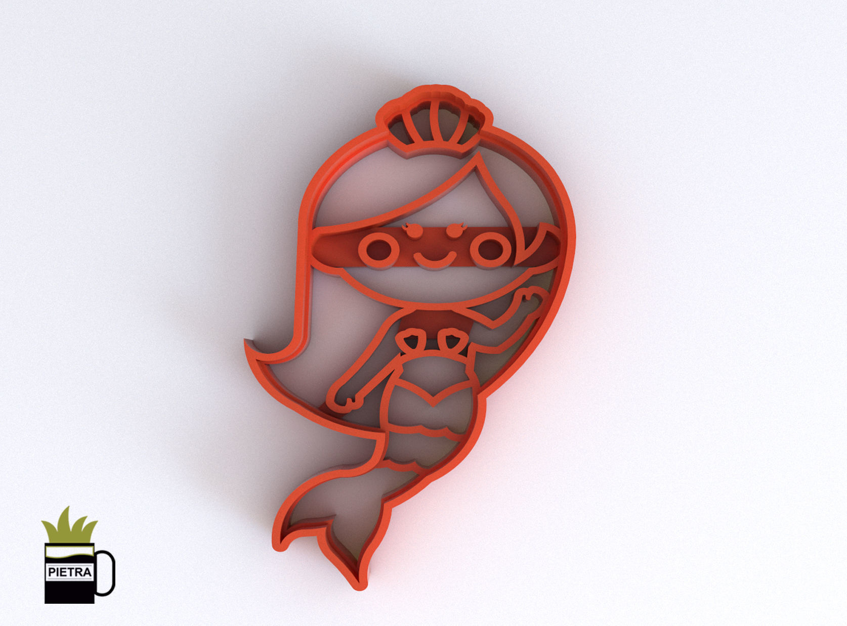 Molde cortante de galletas fondant sirenita y amigos impresion  3D model_1