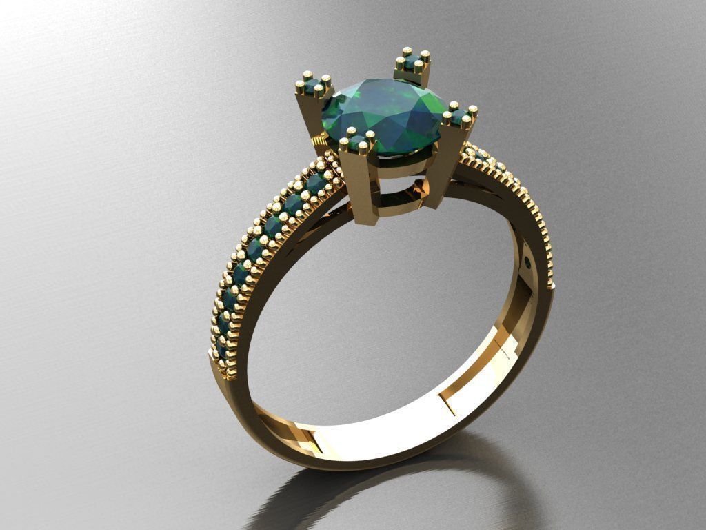 T006- Diamond solitarie ring 3D print model_4