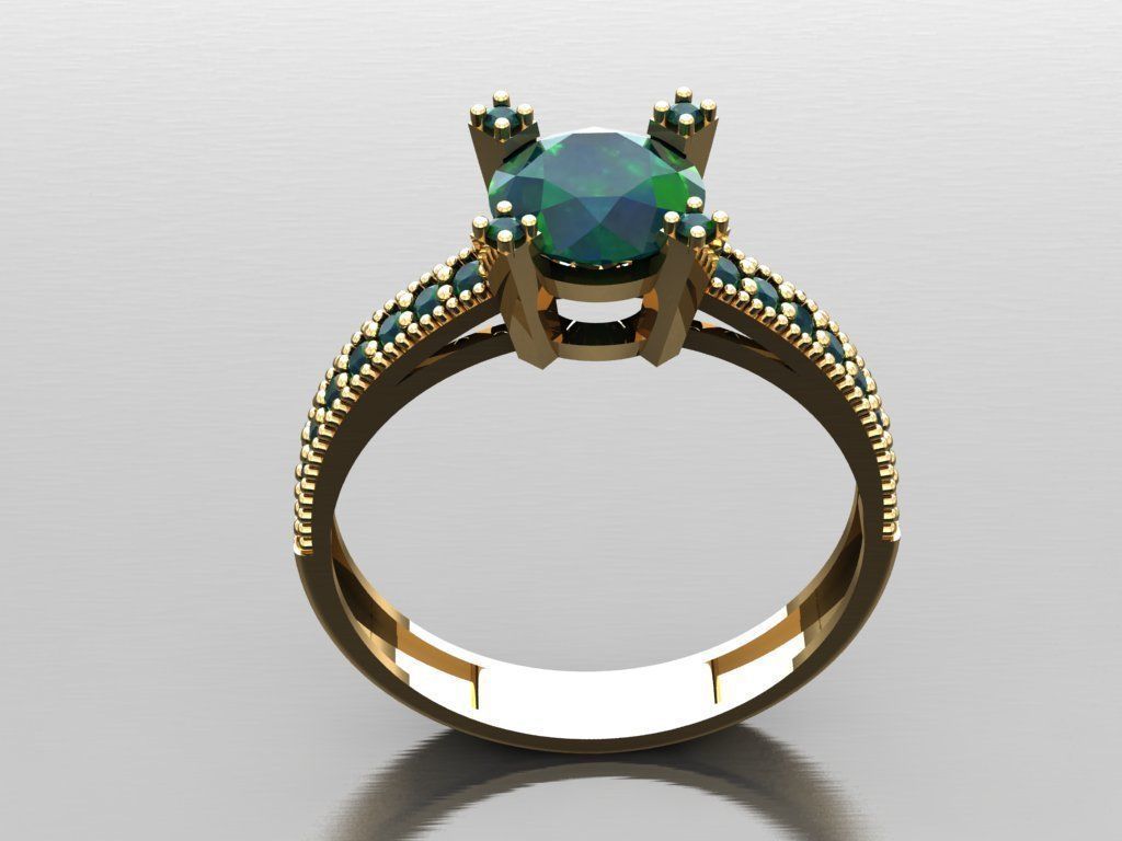 T006- Diamond solitarie ring 3D print model_3