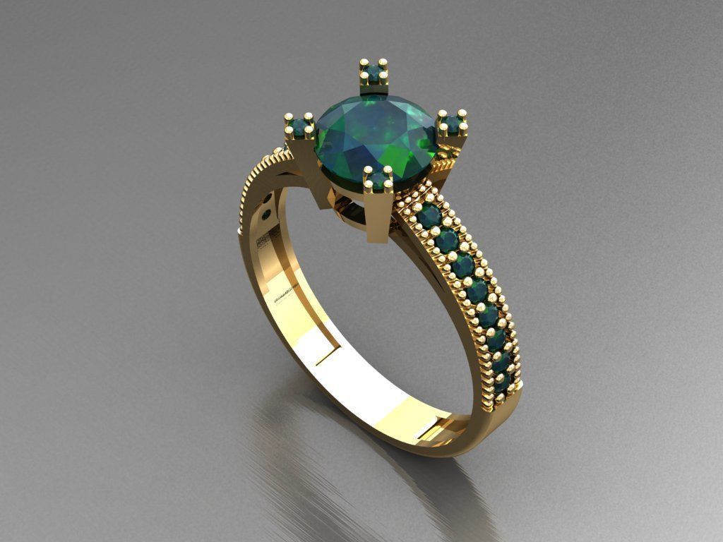 T006- Diamond solitarie ring 3D print model_1