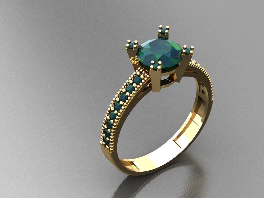 T006- Diamond solitarie ring 3D print model_2