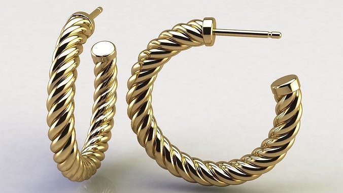 Cable Hoop Earrings 3D print model