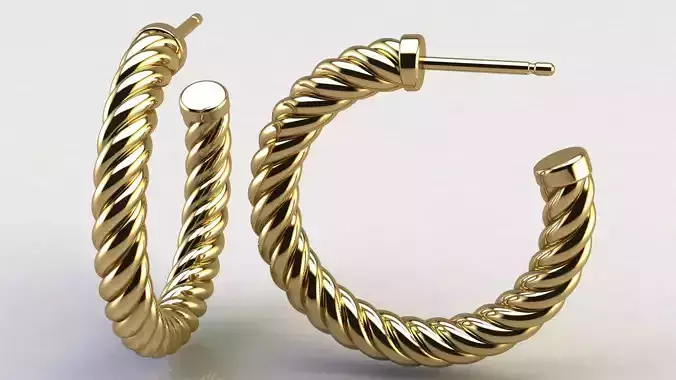 Cable Hoop Earrings 3D print model