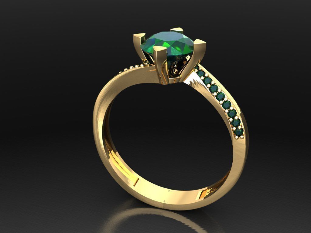 T007- Diamond solitarie ring 3D print model_2