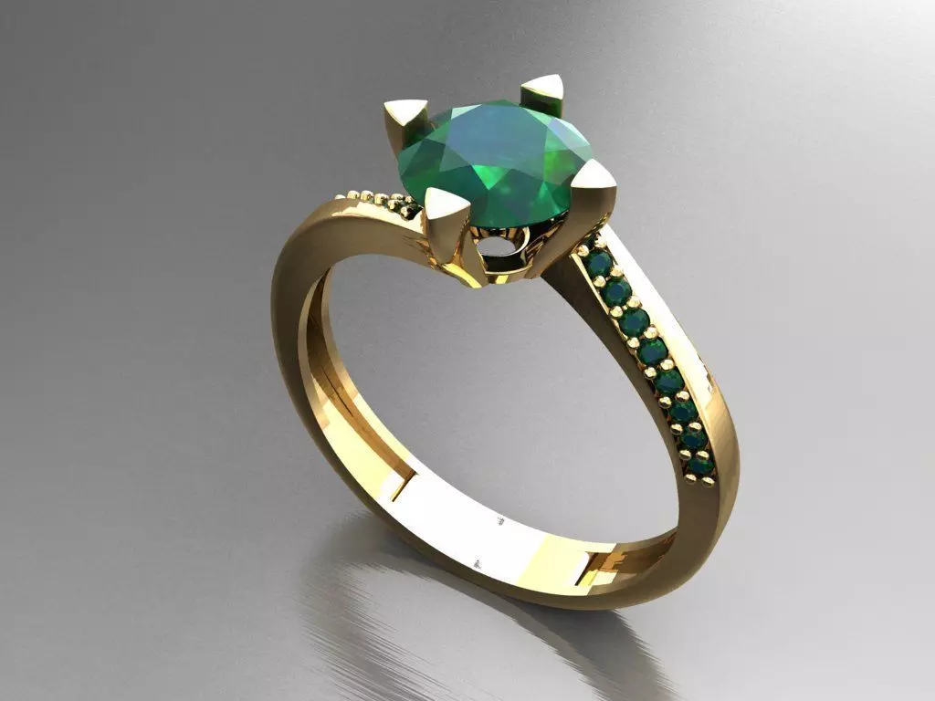 T007- Diamond solitarie ring 3D print model_0