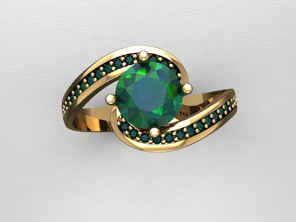 T008- Diamond solitarie ring 3D print model_1