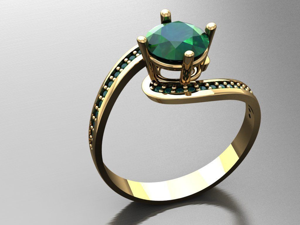 T008- Diamond solitarie ring 3D print model_2