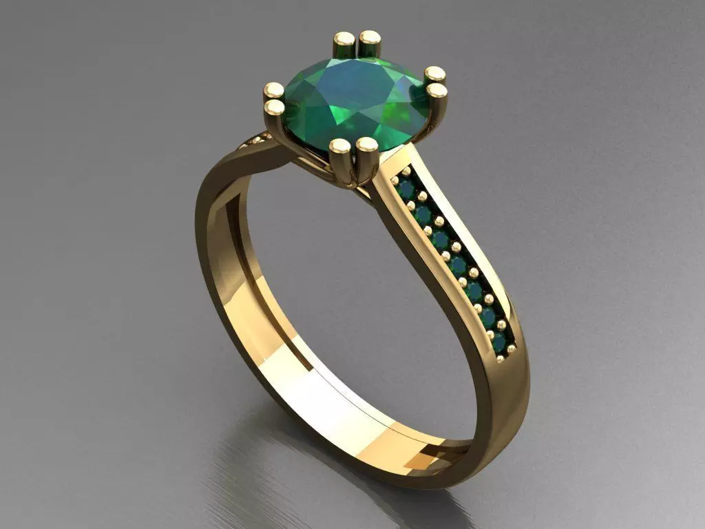 T009- Diamond solitarie ring 3D print model_0