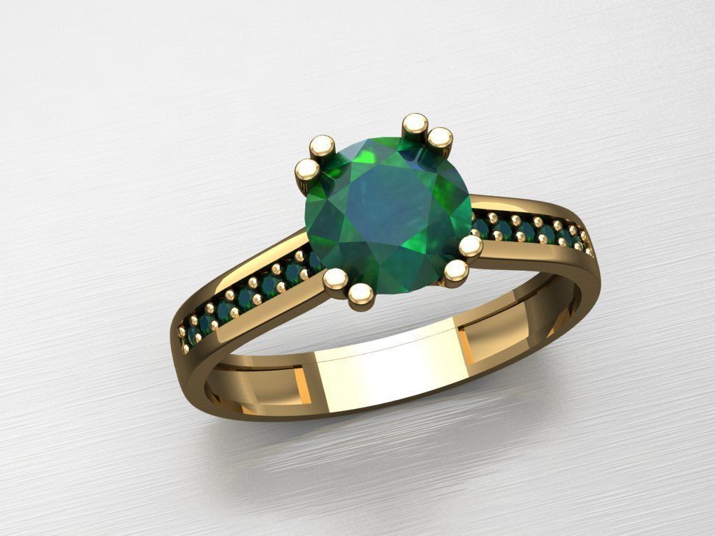 T009- Diamond solitarie ring 3D print model_2