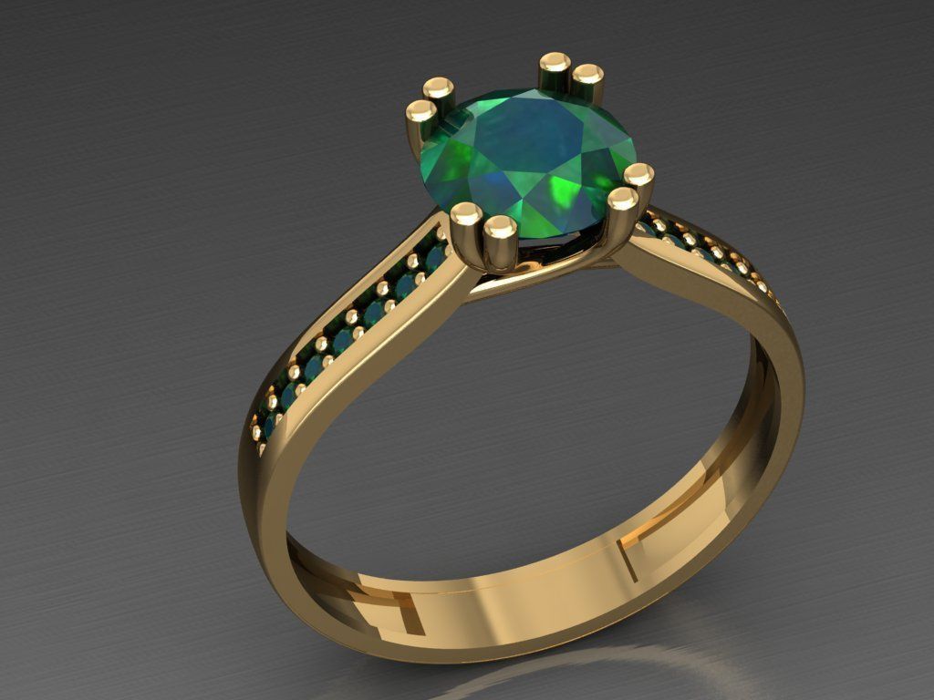T009- Diamond solitarie ring 3D print model_4