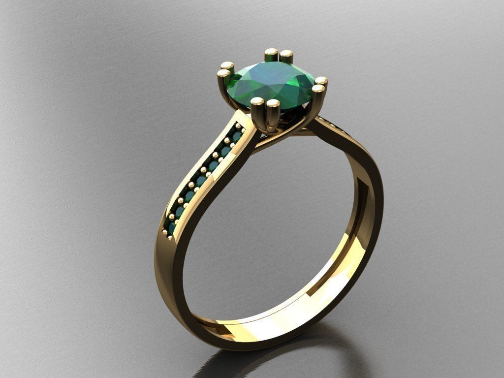T009- Diamond solitarie ring 3D print model_1