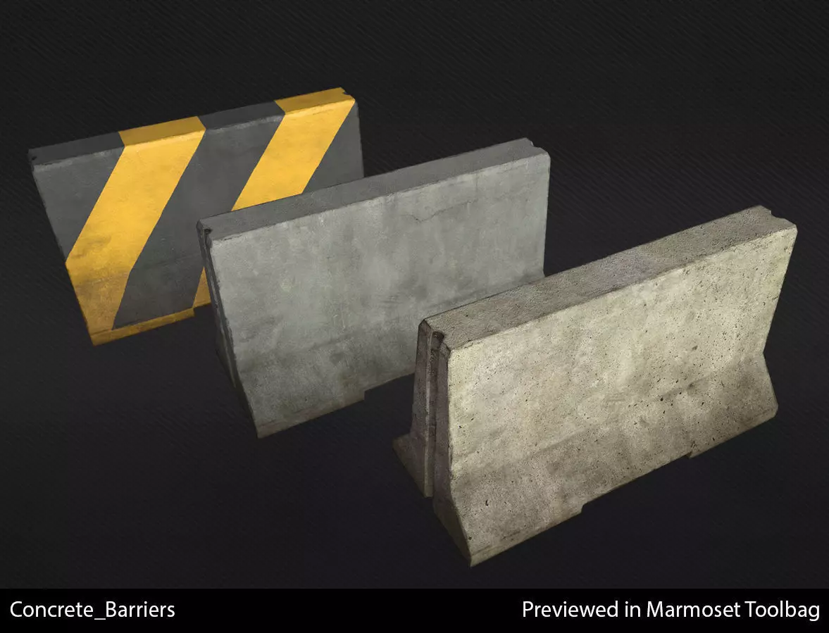 Concrete Barrier - In-Game Ready Low-poly 3D model