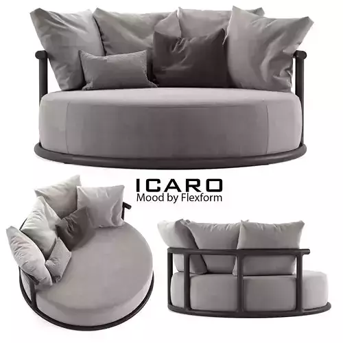 Icaro round chair with pillows on top