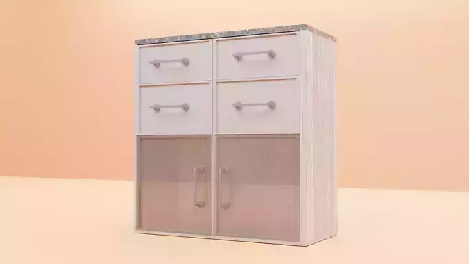 Low Poly Furniture kitchen cabinet with drawers