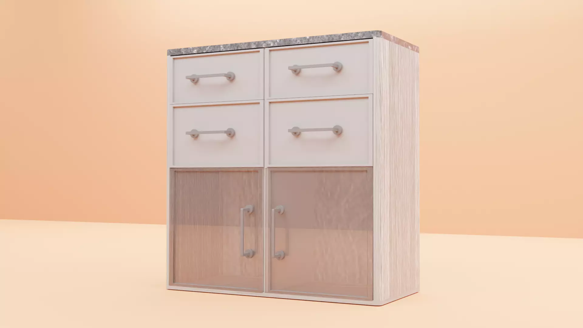 Low Poly Furniture kitchen cabinet with drawers Free low-poly 3D model